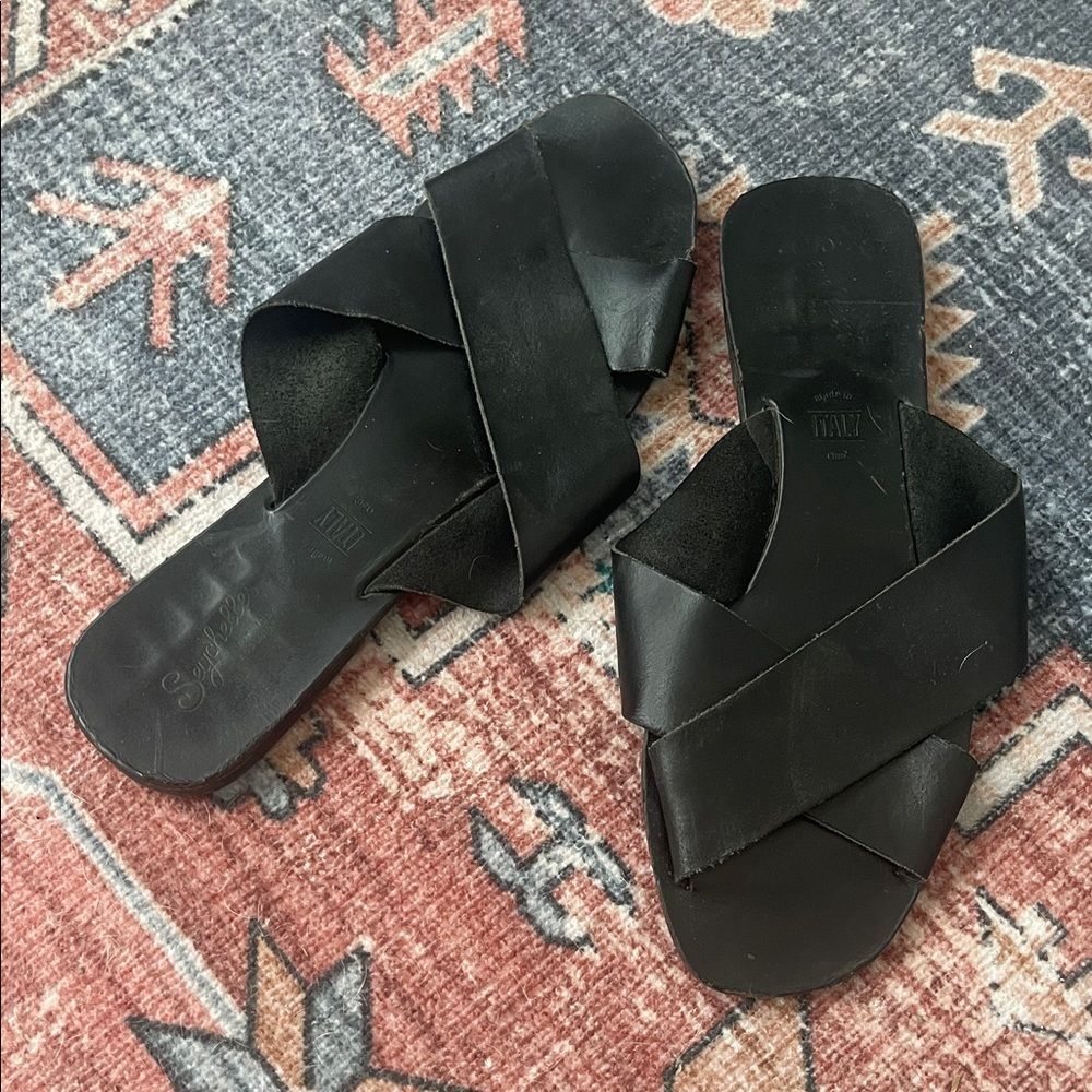 Seychelles Italian Black Leather Slips